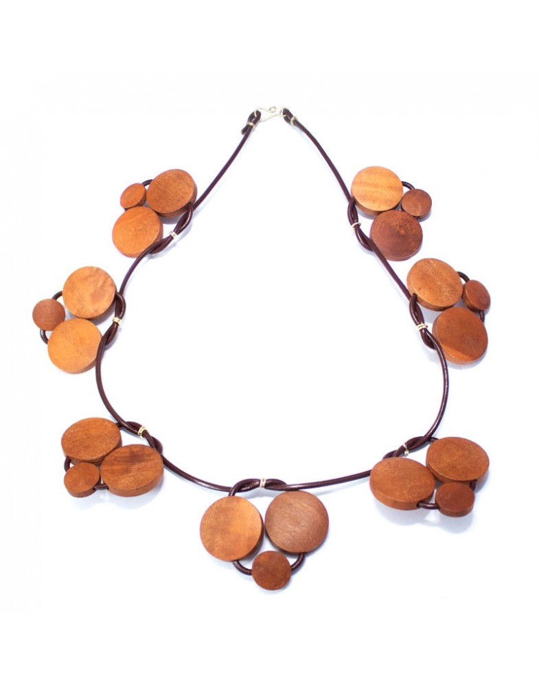 Colar Dourado Madeira Achatada