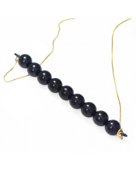 Colar Dourado Bolas Pretas