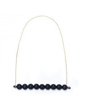 Colar Dourado Bolas Pretas