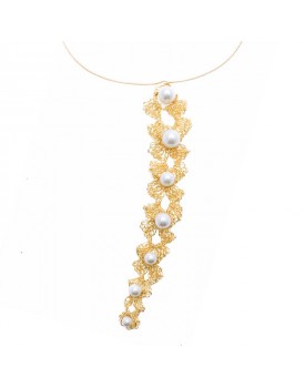 Colar Dourado Escama De Peixe Pérolas