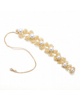 Colar Dourado Escama De Peixe Pérolas