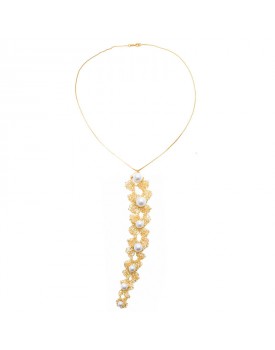 Colar Dourado Escama De Peixe Pérolas