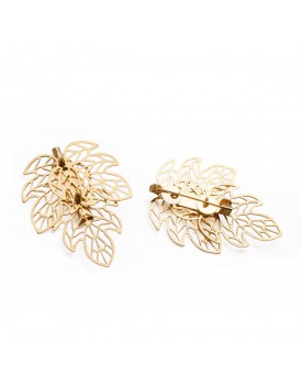 Brinco Dourado Broche Folha Vazada
