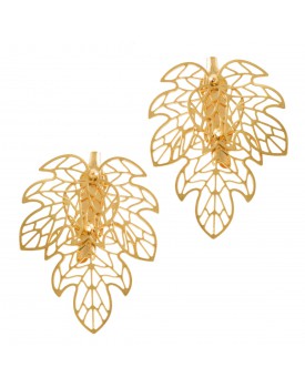 Brinco Dourado Broche Folha Vazada