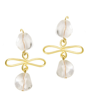 Brinco Dourado Crucifixo Com Cristal