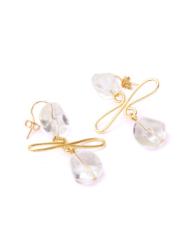 Brinco Dourado Crucifixo Com Cristal