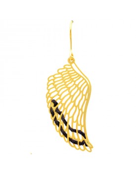 Brinco Dourado Asa Caseado Silicone Marrom