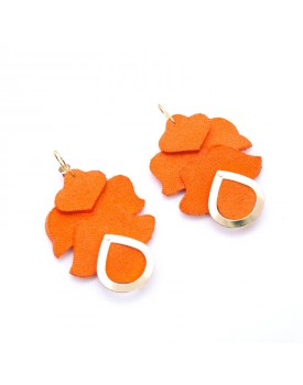 Brinco Dourado Tulipa Neoprene Laranja