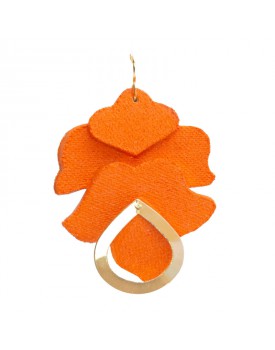 Brinco Dourado Tulipa Neoprene Laranja