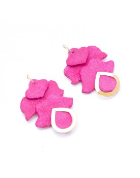Brinco Dourado Tulipa Neoprene Rosa