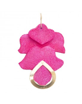 Brinco Dourado Tulipa Neoprene Rosa