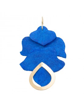 Brinco Dourado Tulipa Neoprene Azul