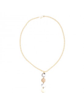 Colar Com Pingente De Confetes Prata e Dourado