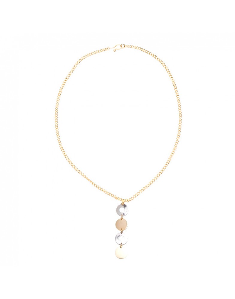 Colar Com Pingente De Confetes Prata e Dourado