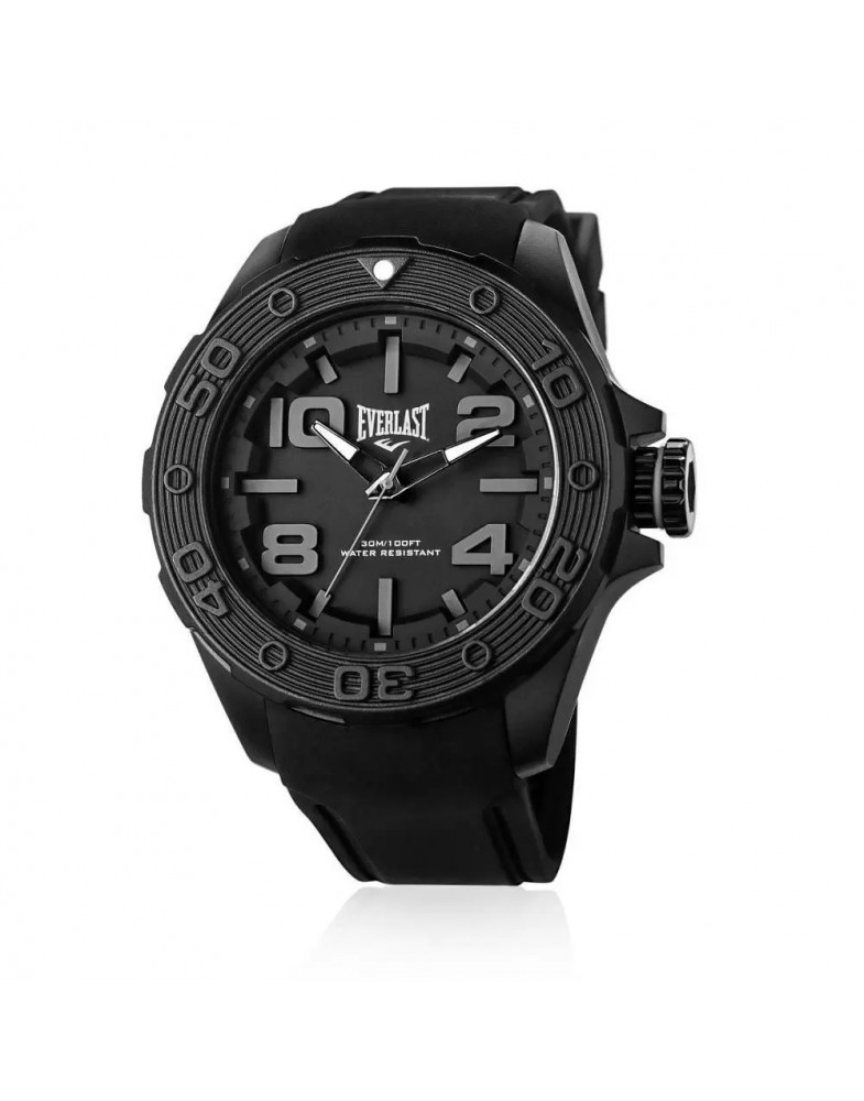 Relógio Everlast Masculino Silicone Preto 