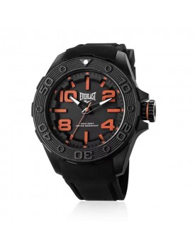 Relógio Everlast Orange Masculino Silicone Preto 