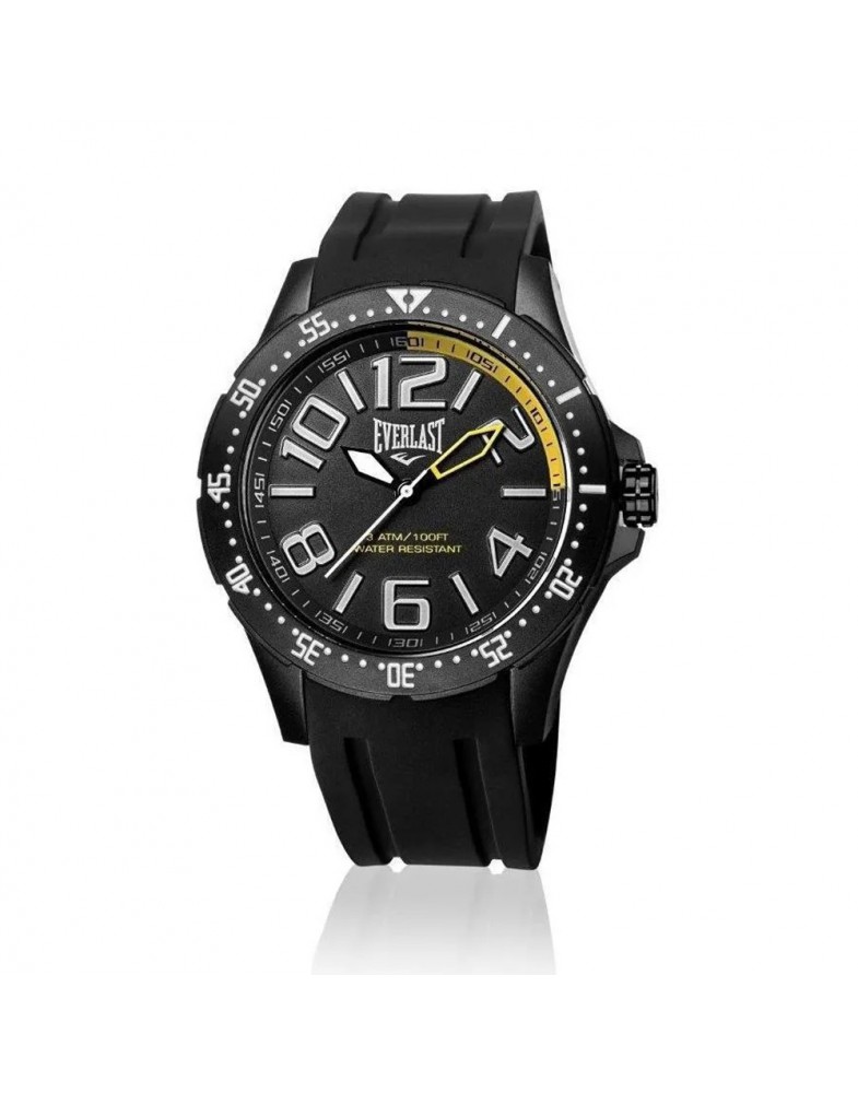 Relógio Everlast Yellow Masculino Silicone Preto 
