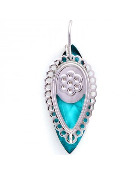 Brinco Prateado Chaton Azul Gota