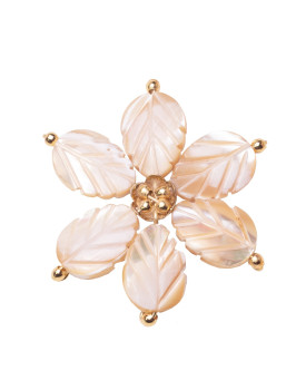 Brinco Dourado Flor de Madrepérola Folha