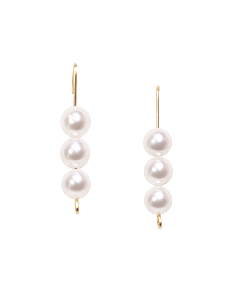 Brinco Dourado Trio De Pérolas