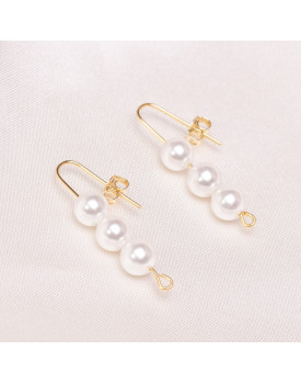 Brinco Dourado Trio De Pérolas