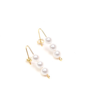 Brinco Dourado Trio De Pérolas