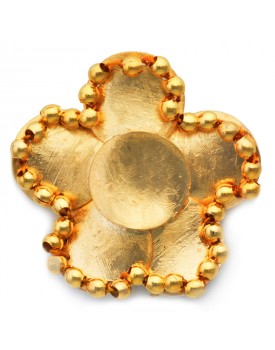Brinco Dourado Flor 5 Pétalas Com Bolinhas