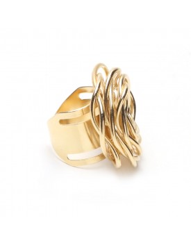Anel Dourado Botão de Rosa Grande