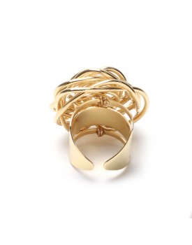 Anel Dourado Botão de Rosa Grande