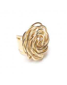 Anel Dourado Botão de Rosa Grande