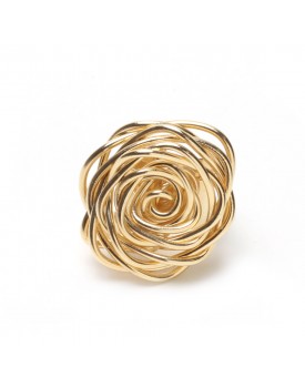 Anel Dourado Botão de Rosa Grande
