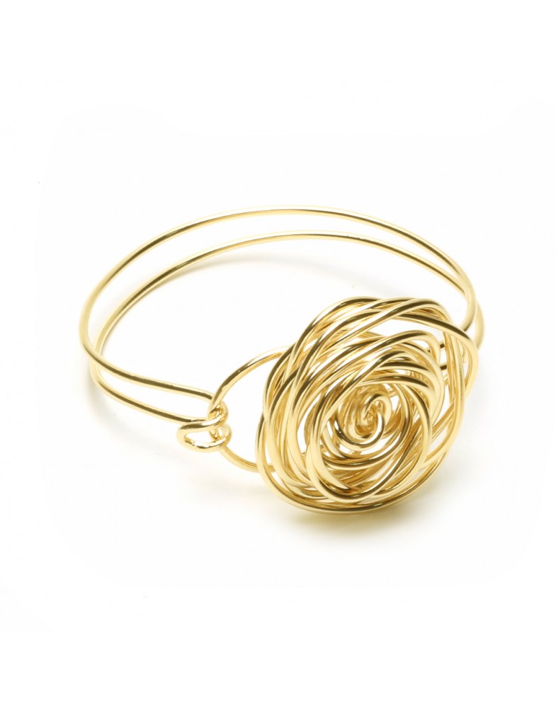 Pulseira Dourado Botão de Rosa