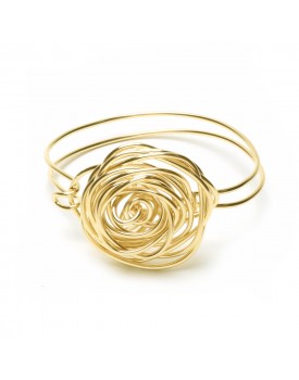 Pulseira Dourado Botão de Rosa