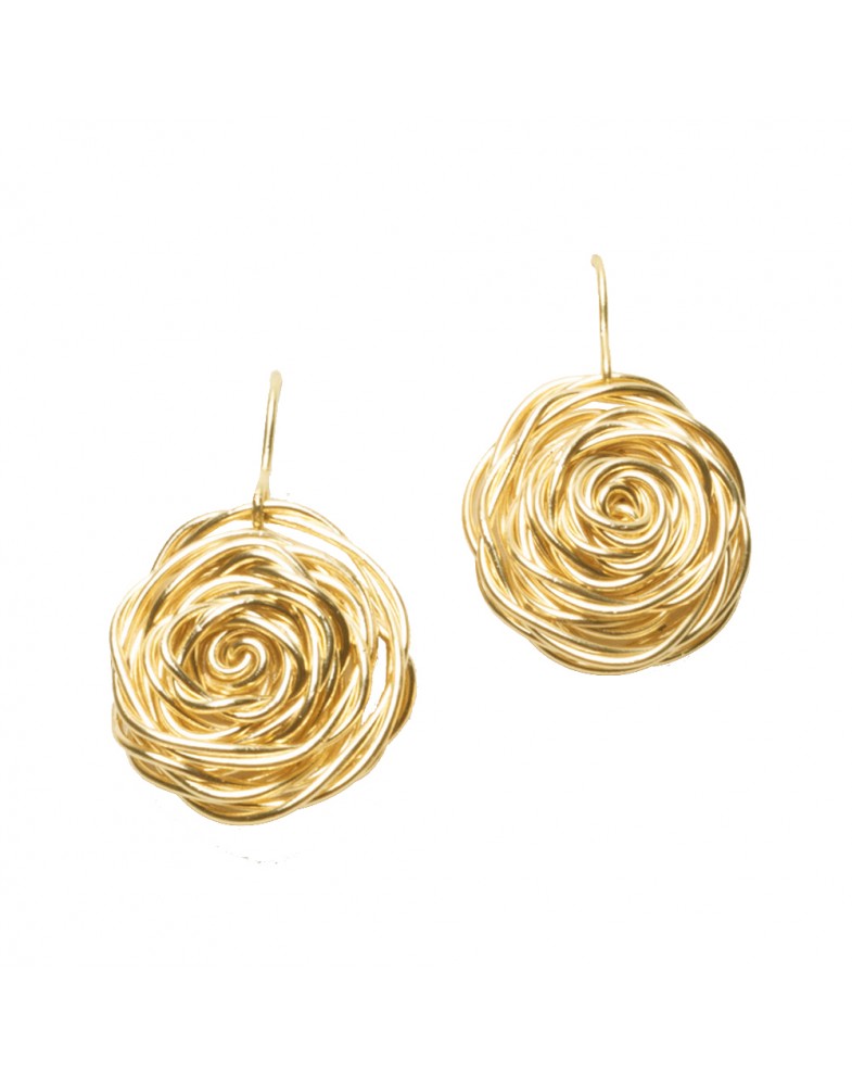 Brinco Dourado Botão De Rosa
