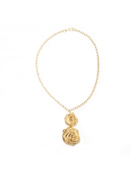 Colar Dourado Botões De Rosa