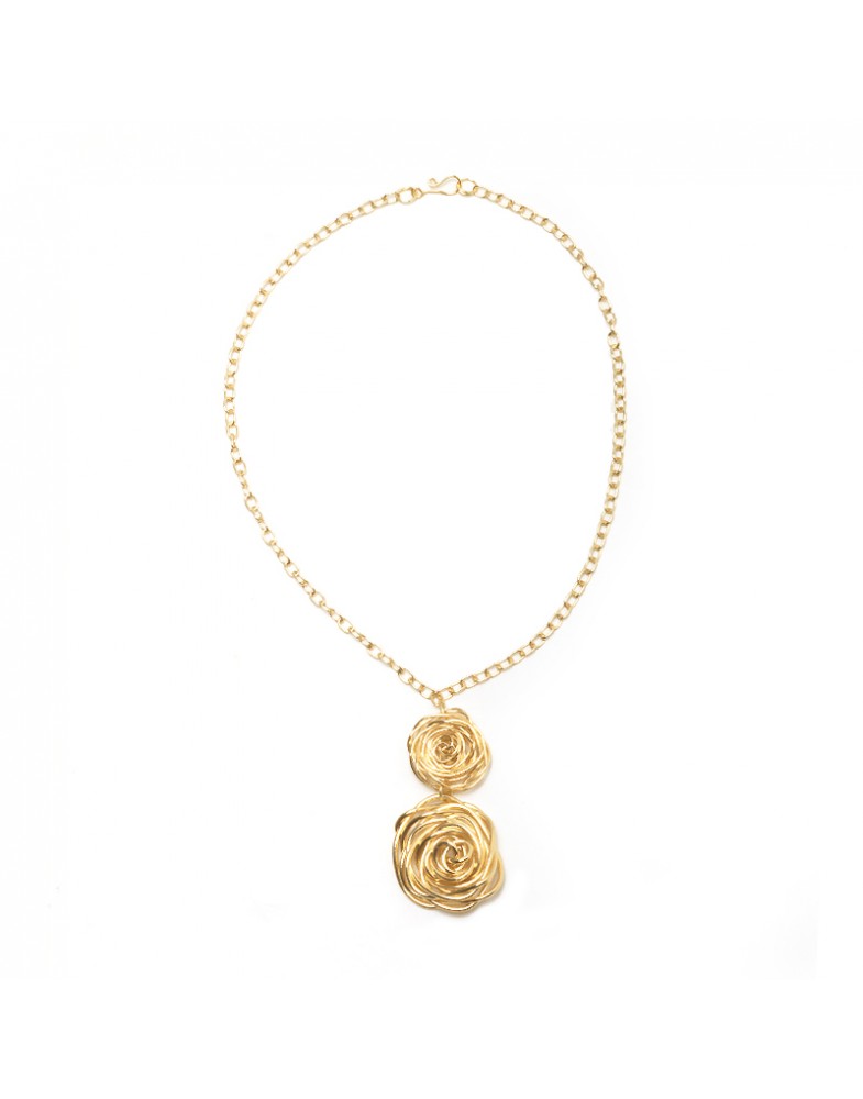 Colar Dourado Botões De Rosa