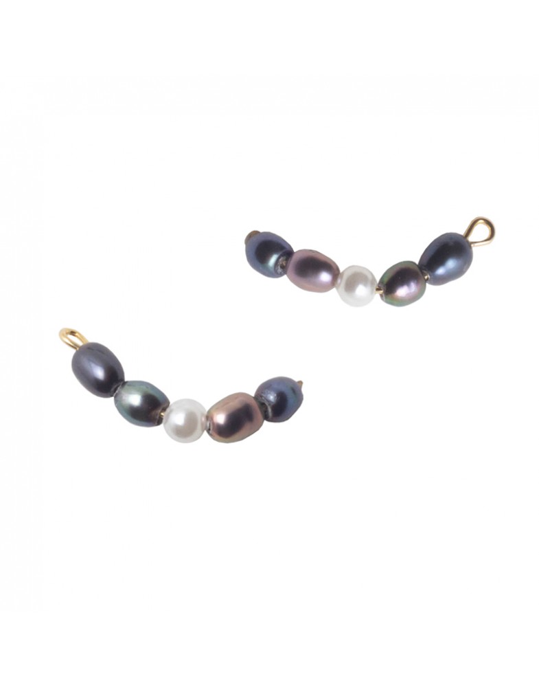 Brinco Dourado Furinhos Mix De Pérolas