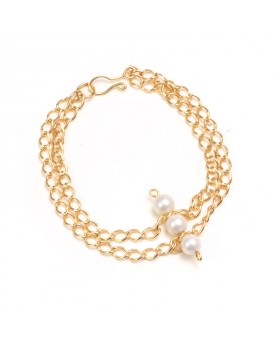 Pulseira Dourada Trio de Pérolas