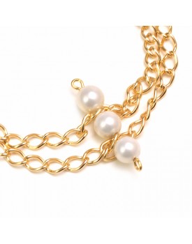 Pulseira Dourada Trio de Pérolas