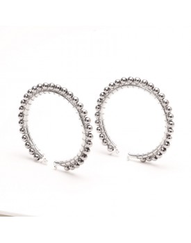 Brinco Prateado Argola Grande Com Bolinhas Pequenas