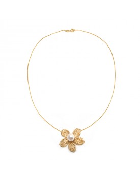 Colar Dourado Jasmim Com Pérola