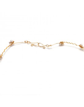 Colar Dourado Cabelo De Anjo Com Pérolas