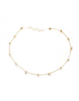 Colar Dourado Cabelo De Anjo Com Pérolas