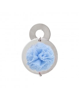 Brinco Prata Pompom Azul