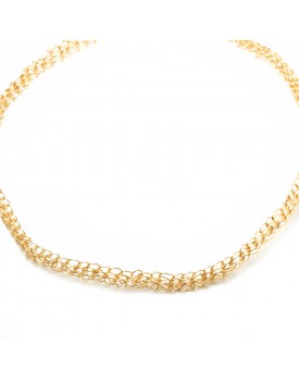 Colar Dourado Corrente Bordada