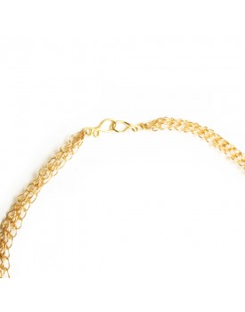 Colar Dourado Corrente Bordada
