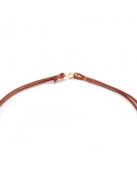 Colar Dourado Cadarço Com Resina Turquesa