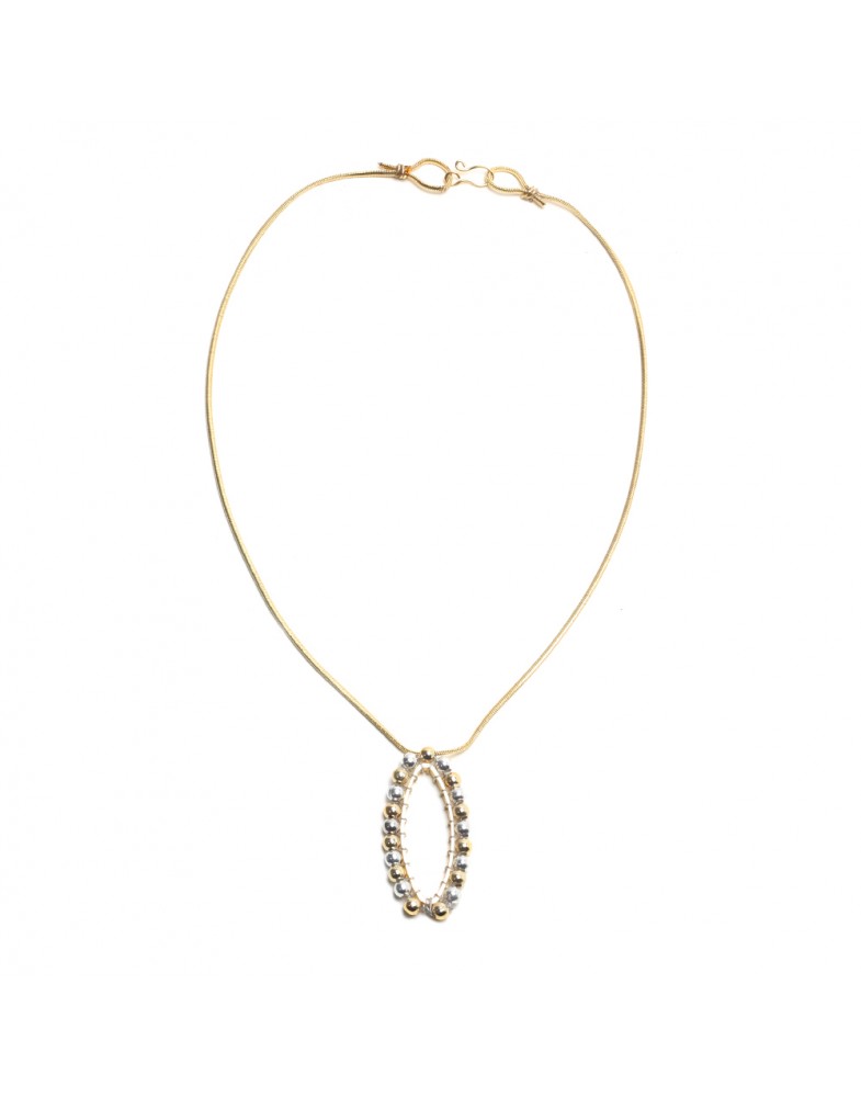 Colar Dourado Mesclado Com Bolinhas Prateadas