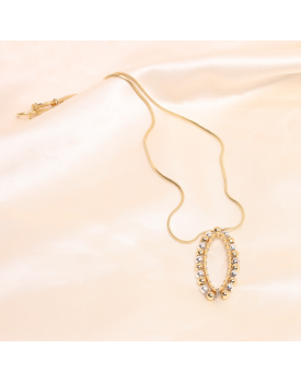 Colar Dourado Mesclado Com Bolinhas Prateadas