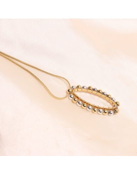 Colar Dourado Mesclado Com Bolinhas Prateadas